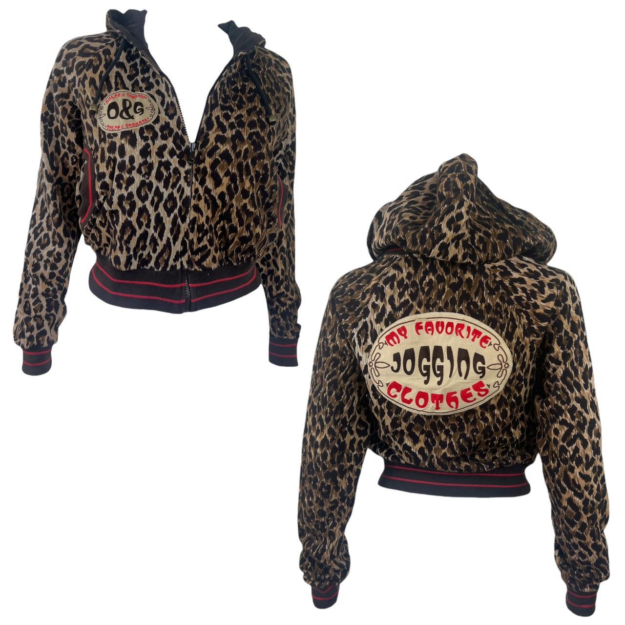 Dolce & Gabbana Leopard Print Crop Hoodie