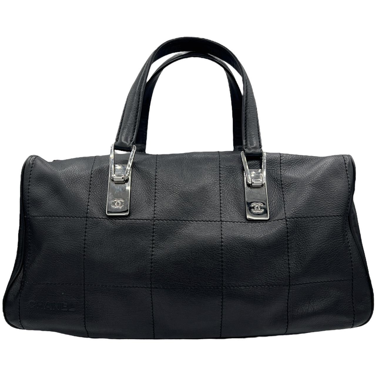 Chanel Black Chocolate Bar Quilted Leather Boston Bag - Outfit Repeater