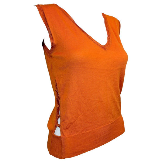 Christian Dior By John Galliano Spring 2006 Orange Knit Vest Tank with Side Cut-Outs