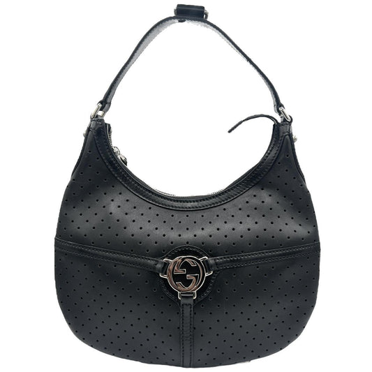 Gucci Black Leather Logo Shoulder Bag