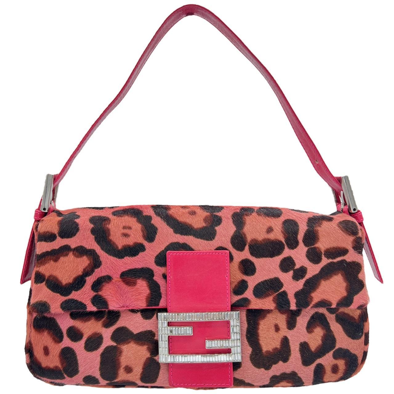 Fendi Hot Pink Leopard Print Baguette Shoulder Bag - Outfit Repeater