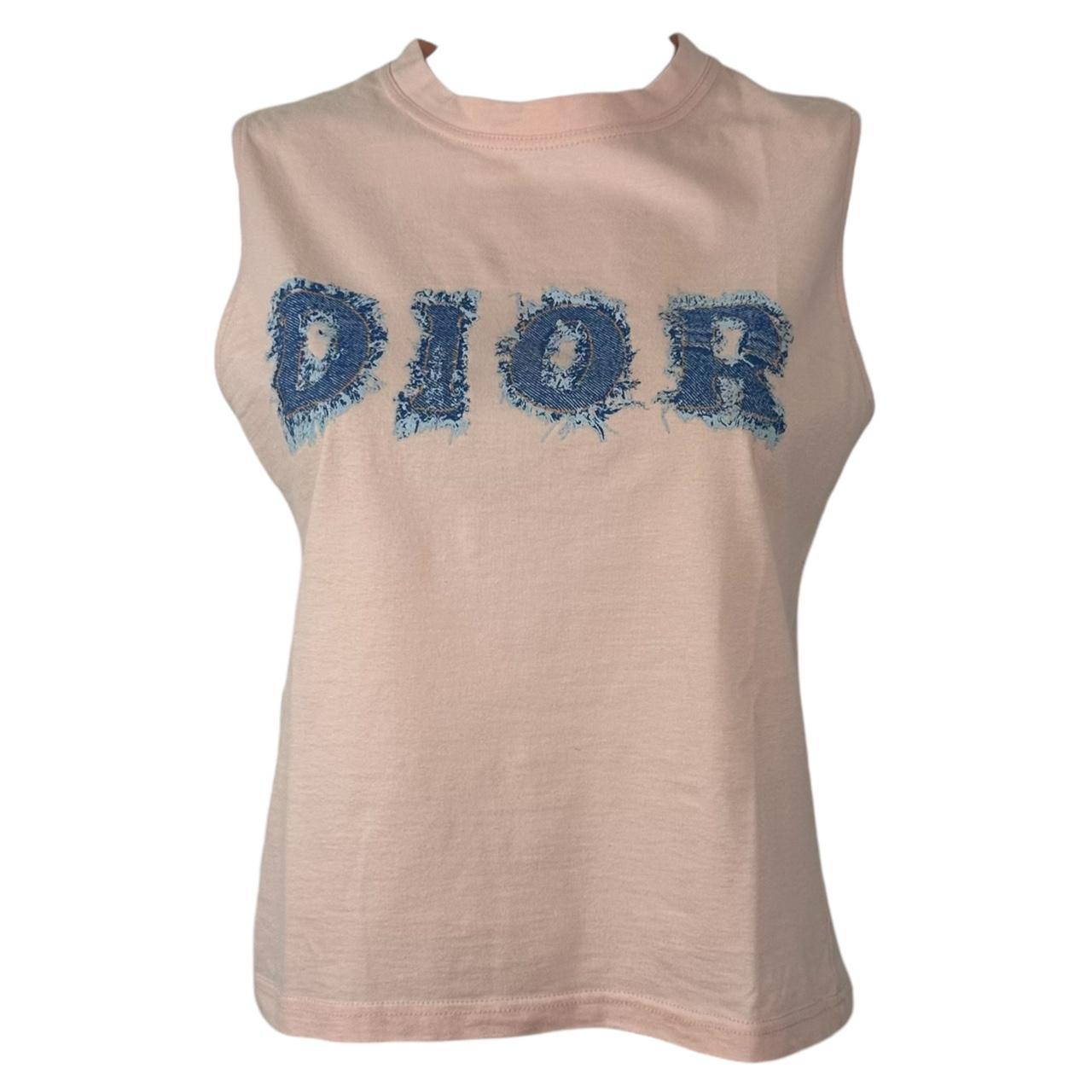 Christian Dior by John Galliano S/S 2003 Pink Denim Logo Tank Top