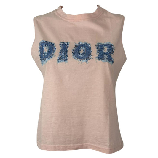 Christian Dior by John Galliano S/S 2003 Pink Denim Logo Tank Top