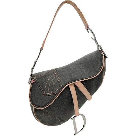 Dior Gray Denim & Pink Leather Classic Saddle Bag - Outfit Repeater