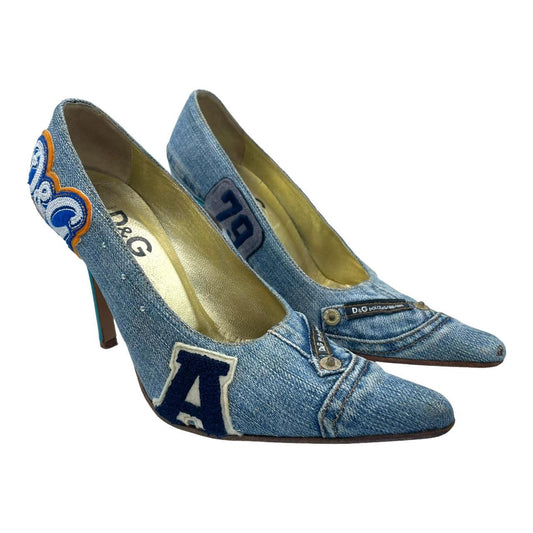 D&G Dolce & Gabbana Denim Patch Heels