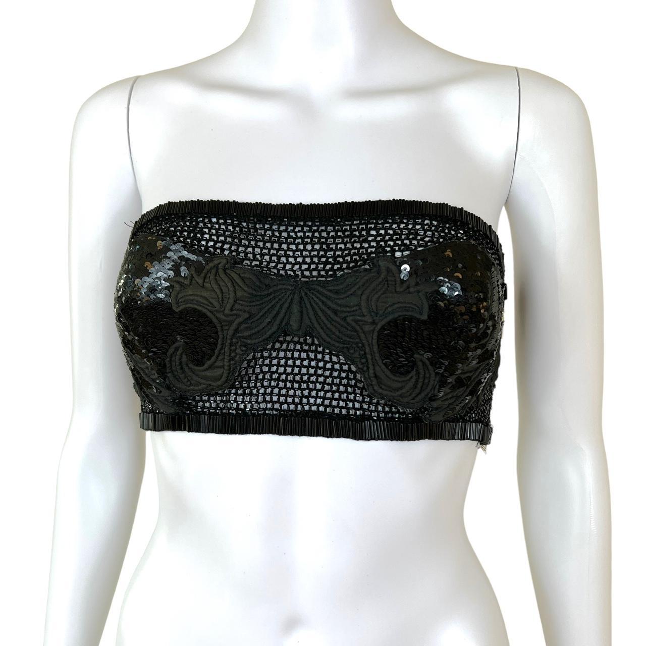 Roberto Cavalli S/S 2009 Black Beaded Bandeau Bra Top