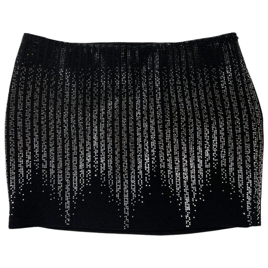 Versace Collection Black and Silver Crystal Embellished Mini Skirt