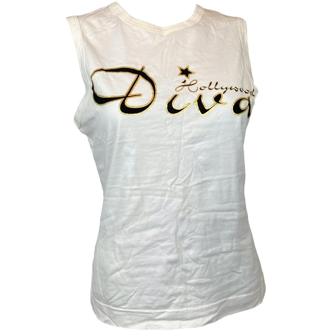 Dolce & Gabbana White and Gold Hollywood Dive Graphic Tank T-Shirt - Outfit Repeater