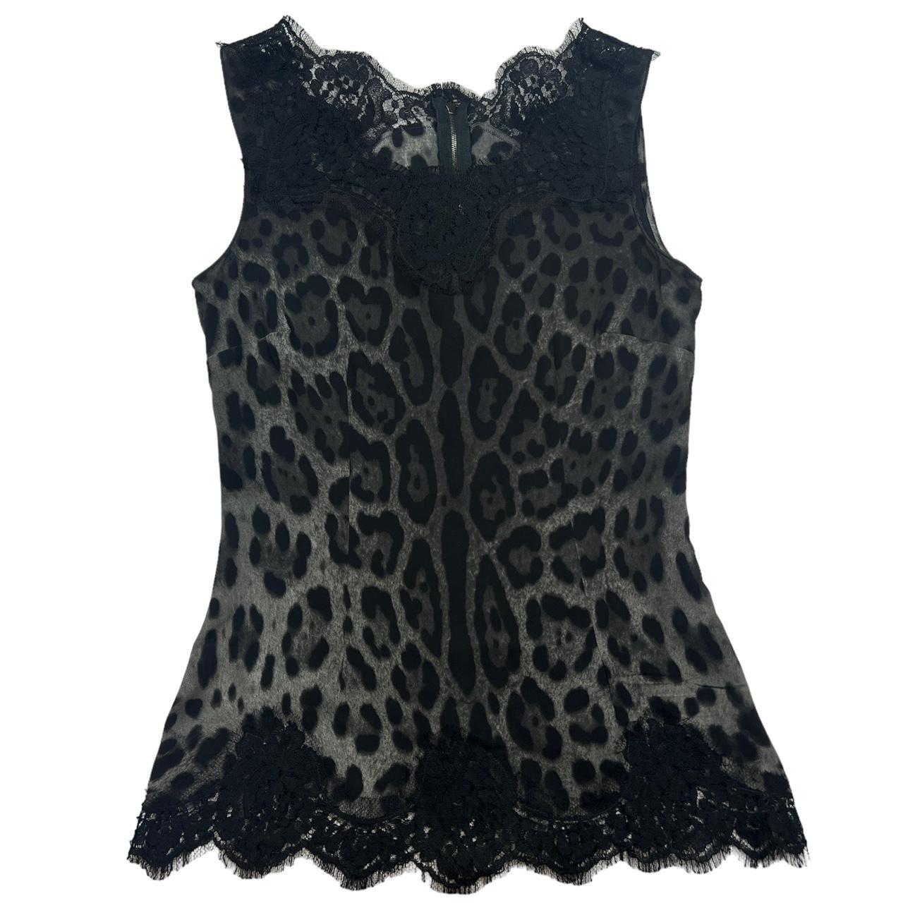 Dolce & Gabbana Silk Leopard Blouse with Lace Trim - Outfit Repeater