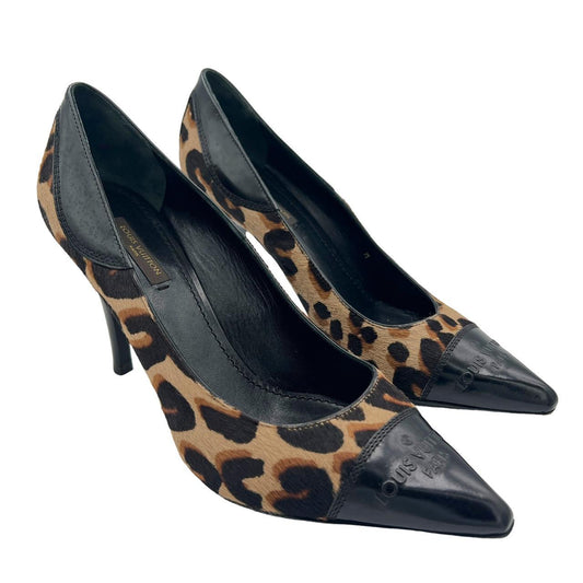 Louis Vuitton Leopard Print Pointed Toe Logo Heels - Outfit Repeater