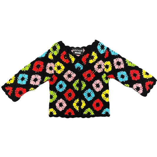 Moschino Boutique Line Rainbow Colorful Crochet Cropped Cardigan