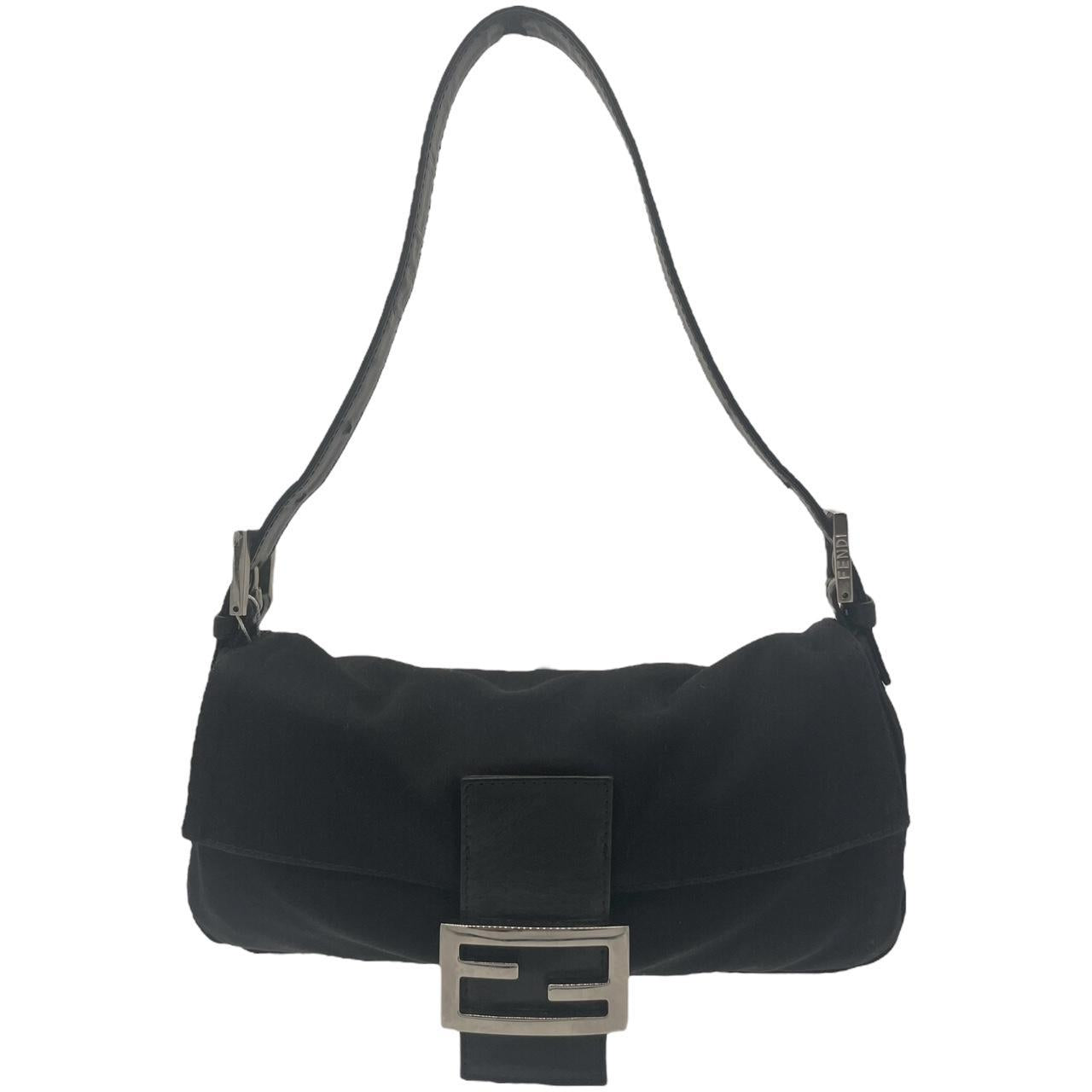 Fendi Black Neoprene Baguette Shoulder Bag