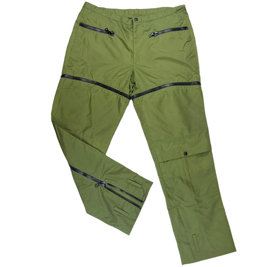 Miu Miu Khaki Green Nylon Zippered Track Pants
