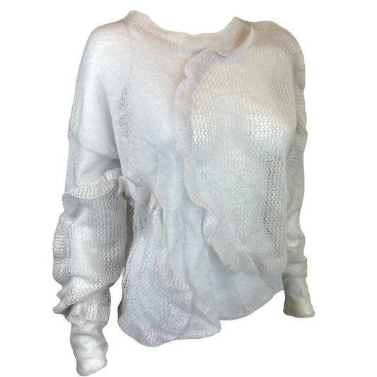 Chloé Light Gray Lilac Sheer Mohair Knit Sweater