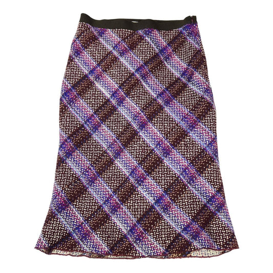 Miu Miu Purple Plaid Print Tweed Midi Skirt