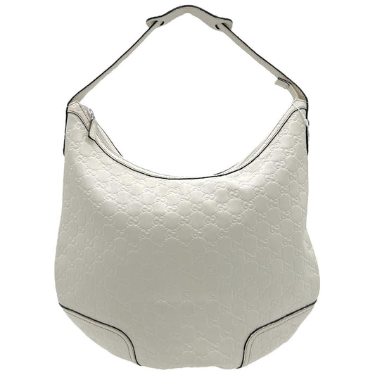 Gucci Guccissima White Leather Monogram Embossed Hobo Shoulder Bag