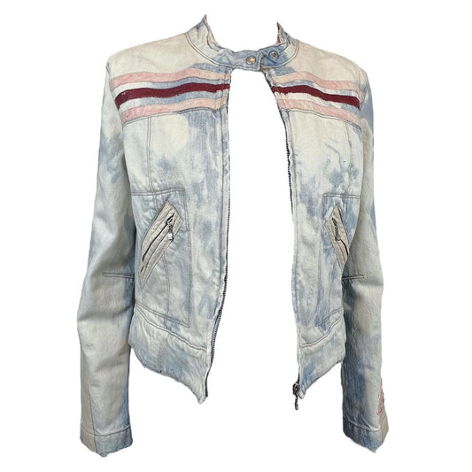 Miss Sixty Acid Wash Denim Biker Style Jacket