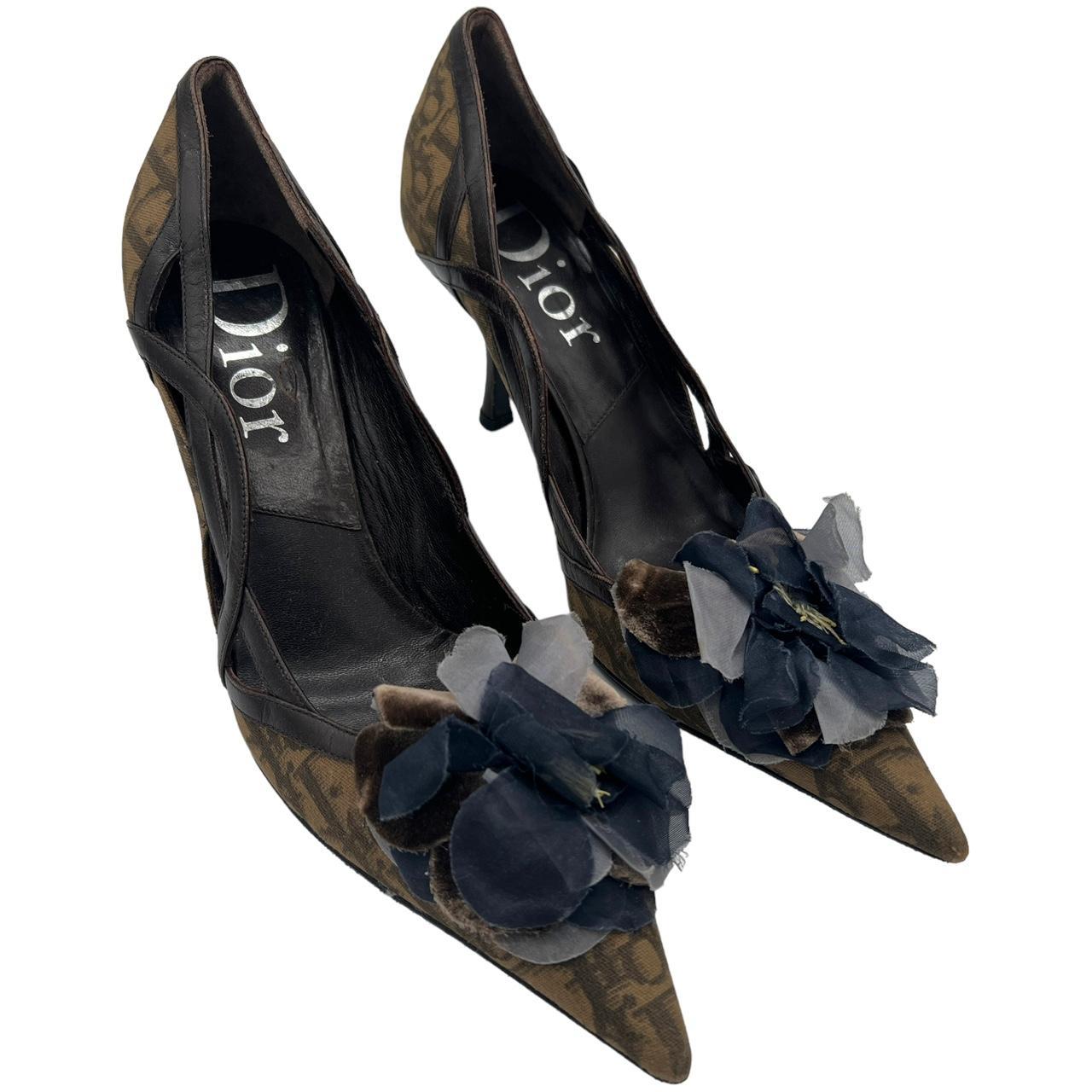Christian Dior Brown Pointed Toe Trotter Heels Size 37
