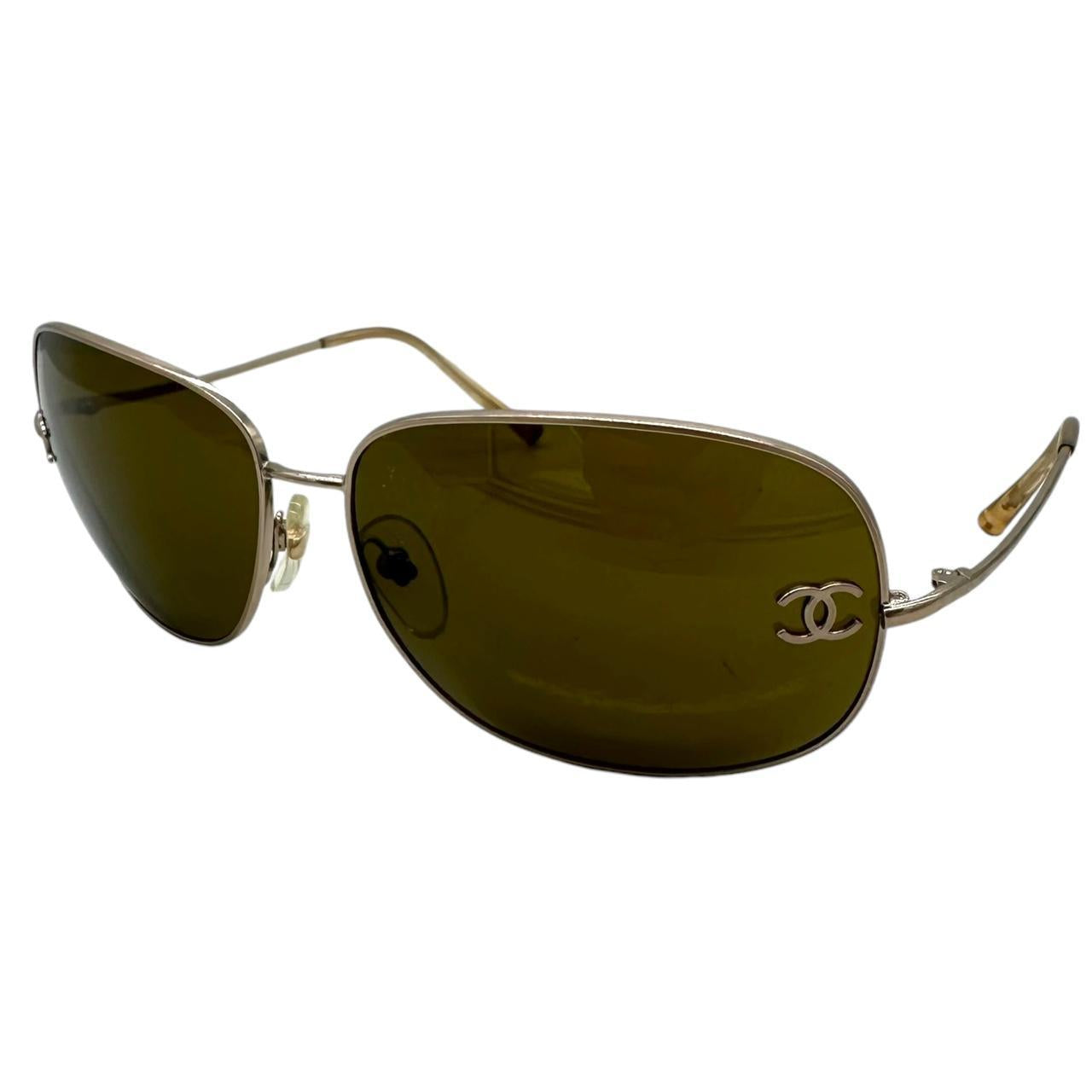 Chanel Oversized Brown Oval Sunglasses