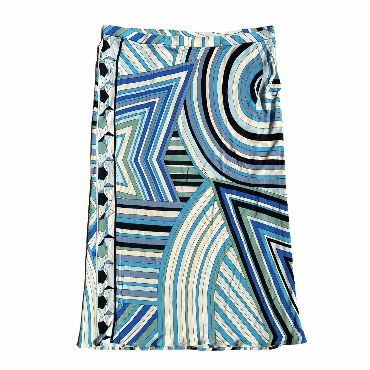Emilio Pucci Firenze Signature Patterned Blue Midi Skirt - Outfit Repeater