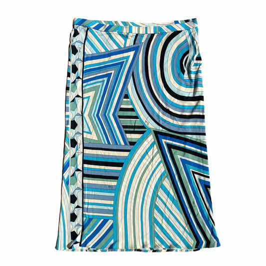 Emilio Pucci Firenze Signature Patterned Blue Midi Skirt - Outfit Repeater