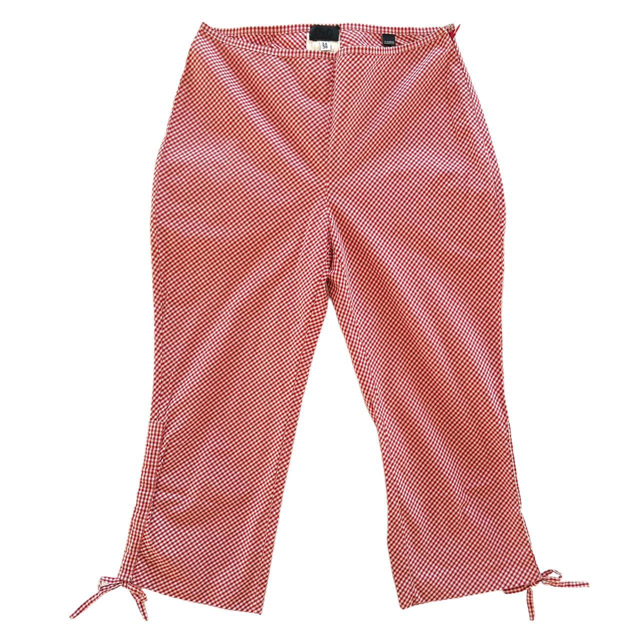 Dolce & Gabbana Red and White Gingham Capri Pants with Bows - Outfit Repeater