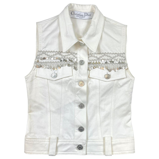 Christian Dior by John Galliano Spring 2006 White Embellished Vest