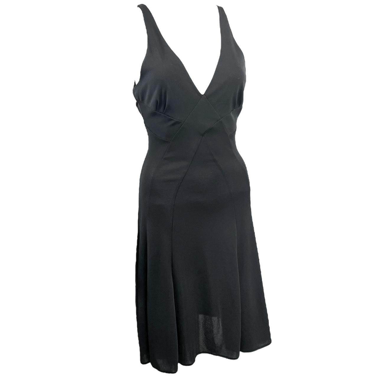 Dolce & Gabbana Black Mid Length Deep V-Neck Dress