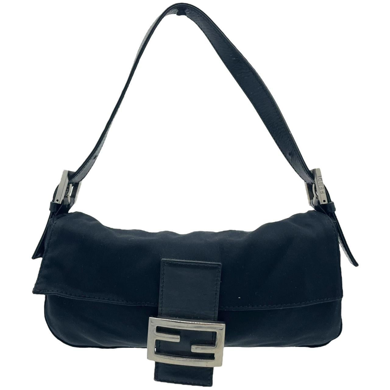 Fendi Black Neoprene Baguette Shoulder Bag
