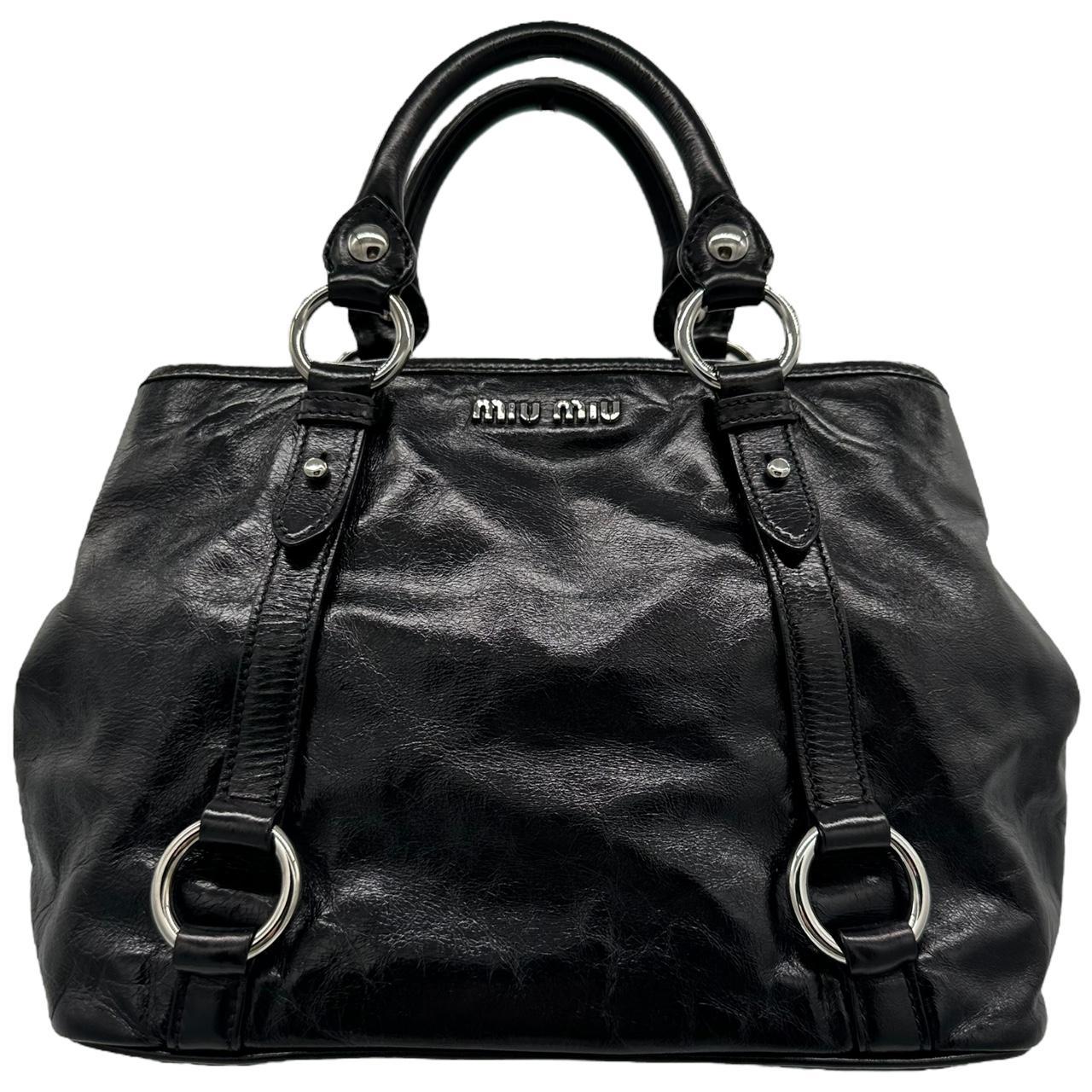 Miu Miu Black Leather Crossbody Shoulder Bag