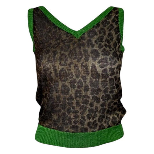 D&G Dolce & Gabbana Leopard Print Knit Tank Top - Outfit Repeater