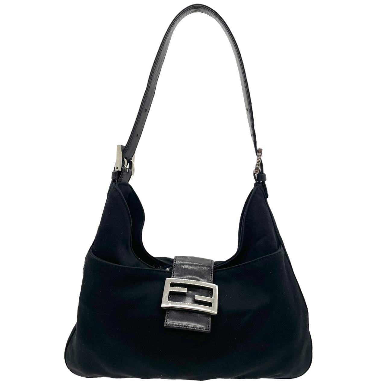 Fendi Black Neoprene Baguette Shoulder Bag