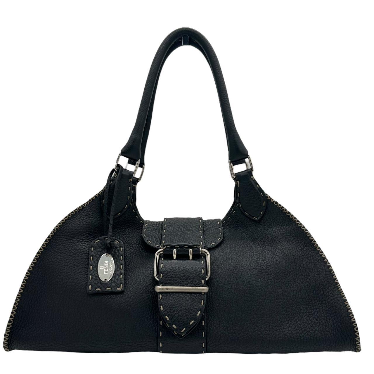 Fendi Black Leather Buckle Shoulder Bag