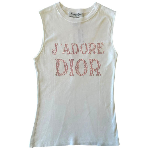 Christian Dior S/S 2004 J'Adore Dior Pink & White Monogram Tank - Outfit Repeater