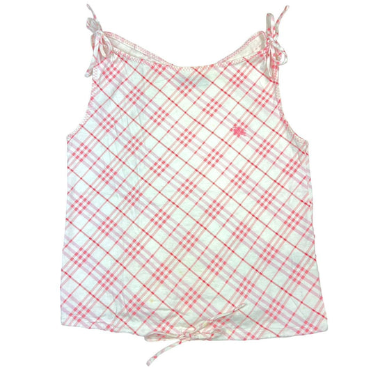 Burberry Blue Label Pink and White Nova Check Plaid Printed Tank with Bows - Outfit Repeater