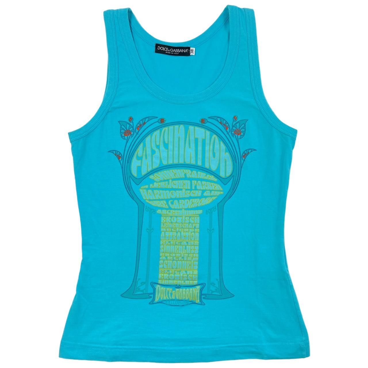 Dolce & Gabbana 'Fascination' Blue Graphic Tank Top - Outfit Repeater
