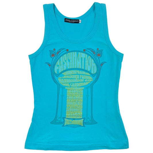 Dolce & Gabbana 'Fascination' Blue Graphic Tank Top - Outfit Repeater