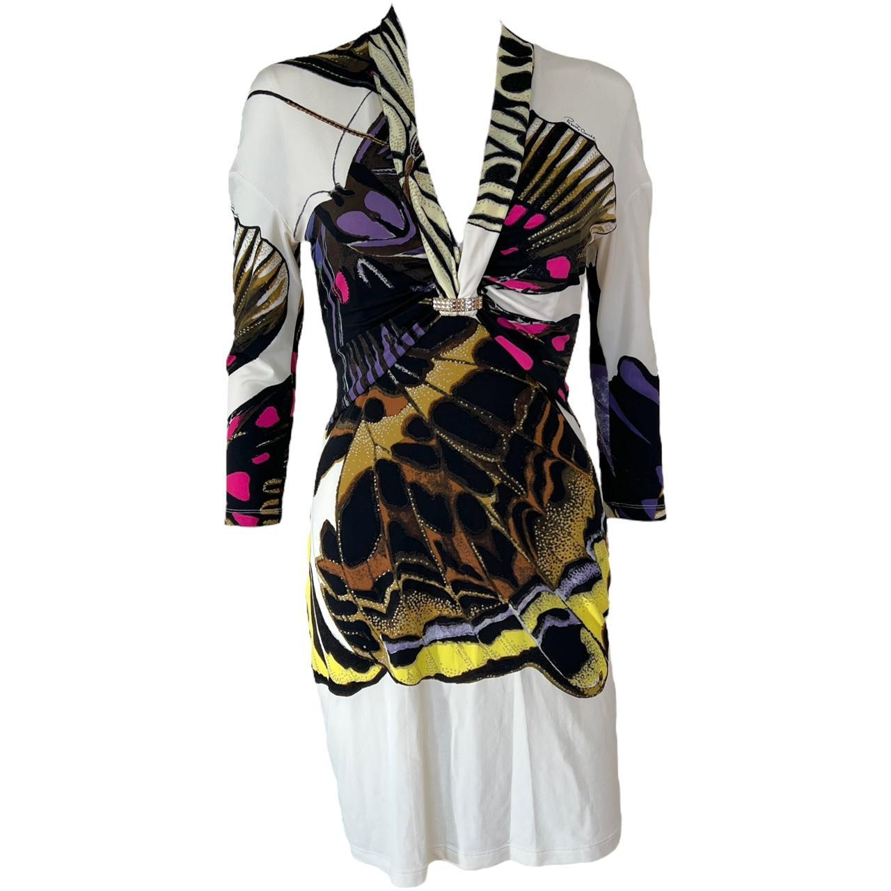 Roberto Cavalli Butterfly Printed Midi Dress