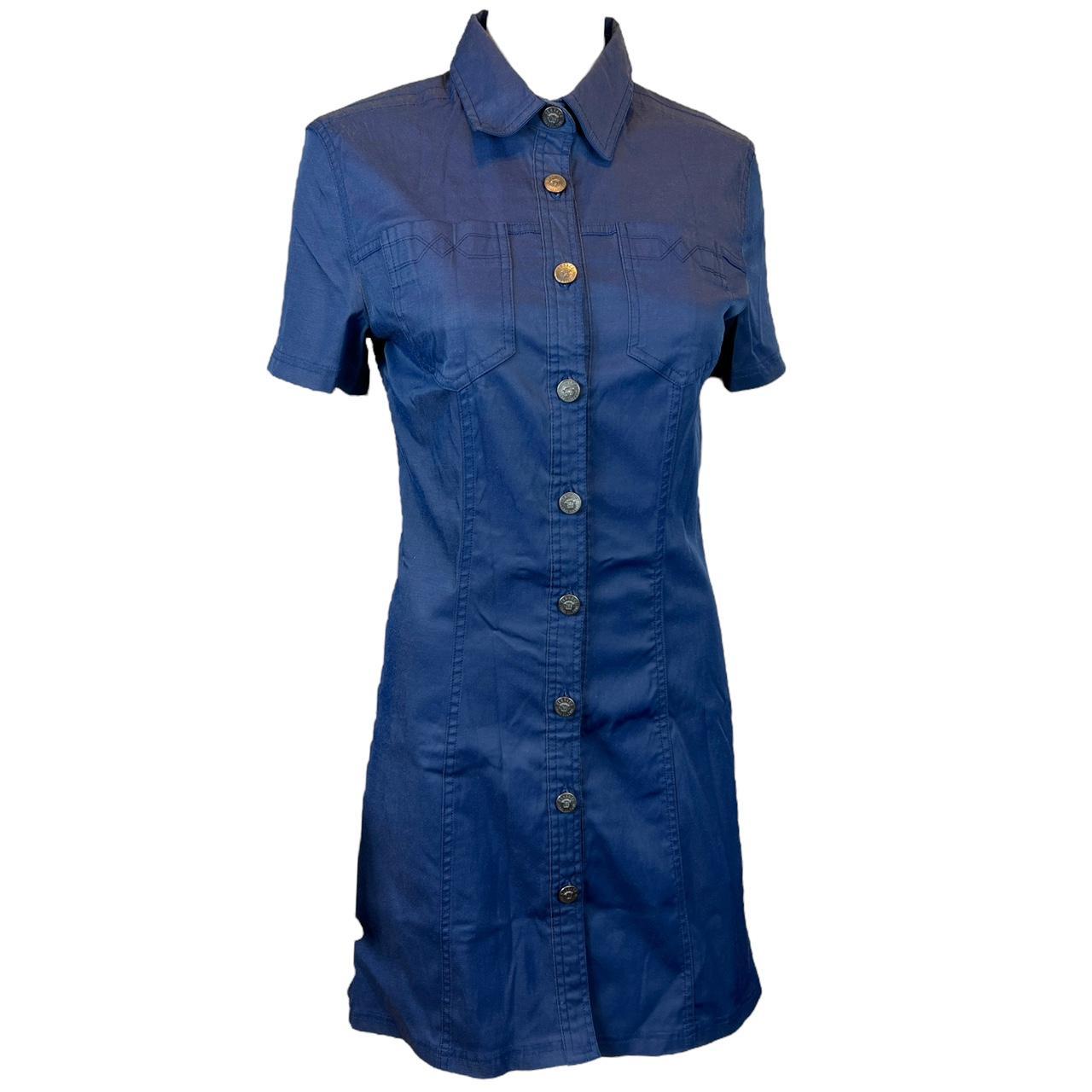 Versace Jeans Couture Blue Canvas Button Up Mini Dress - Outfit Repeater