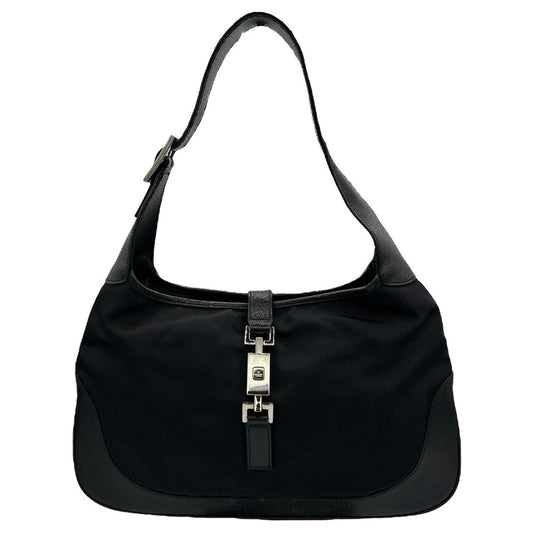 Gucci Jackie Black Canvas Leather Shoulder Bag