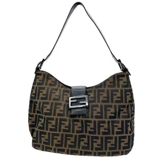 Fendi Crescent Baguette Shoulder Bag Brown Monogram