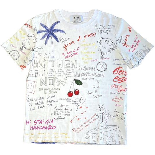 MSGM Cherry Doodle Handwriting Drawings Printed Graphic T-Shirt - Outfit Repeater