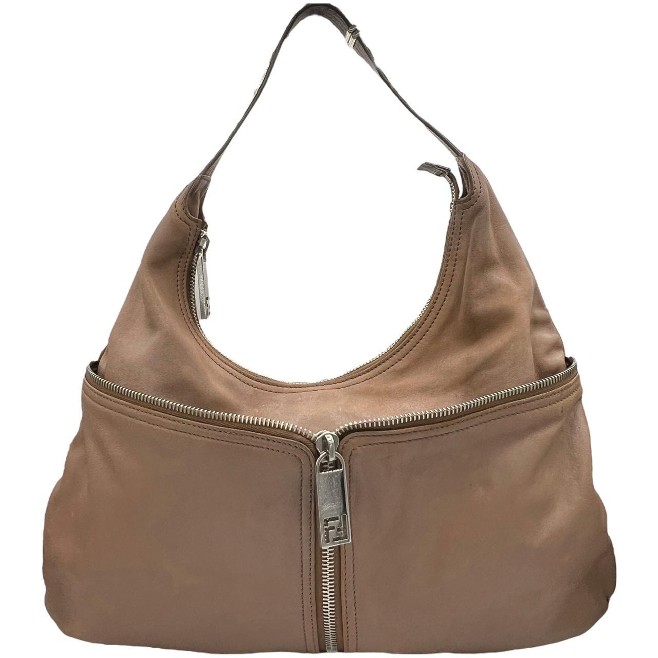 Fendi Tan Leather Oversized Hobo Shoulder Bag