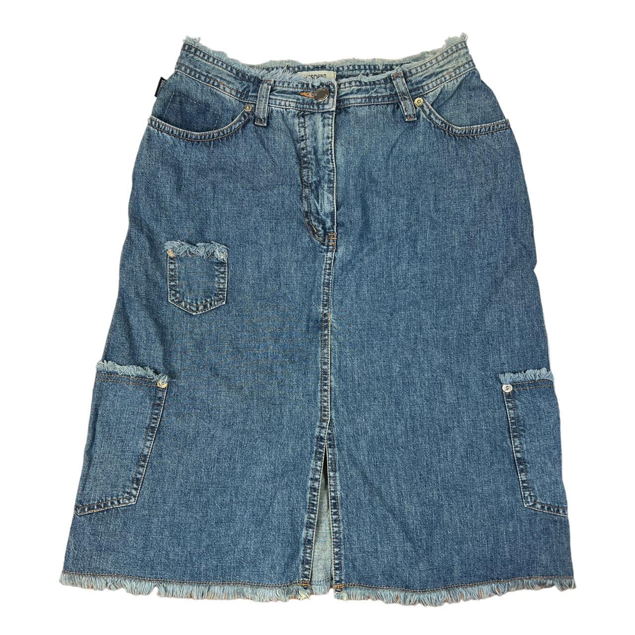 Moschino Jeans Distressed Denim Midi Skirt - Outfit Repeater