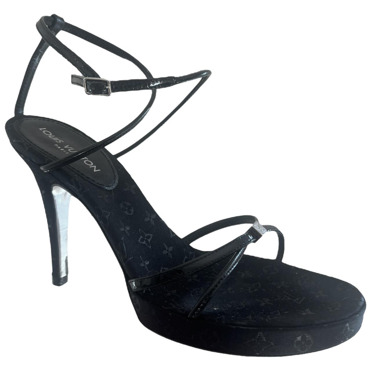 Louis Vuitton Black Monogram Strappy Sandal Heels - Outfit Repeater