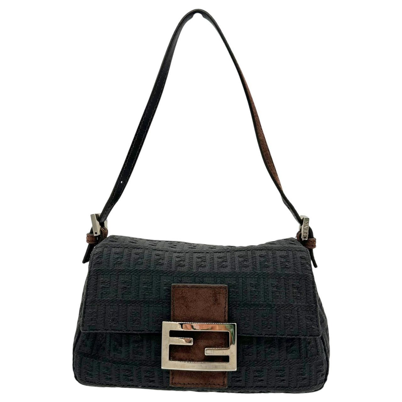 Fendi Chenille Suede Trim Mini Mama Baguette Shoulder Bag - Outfit Repeater