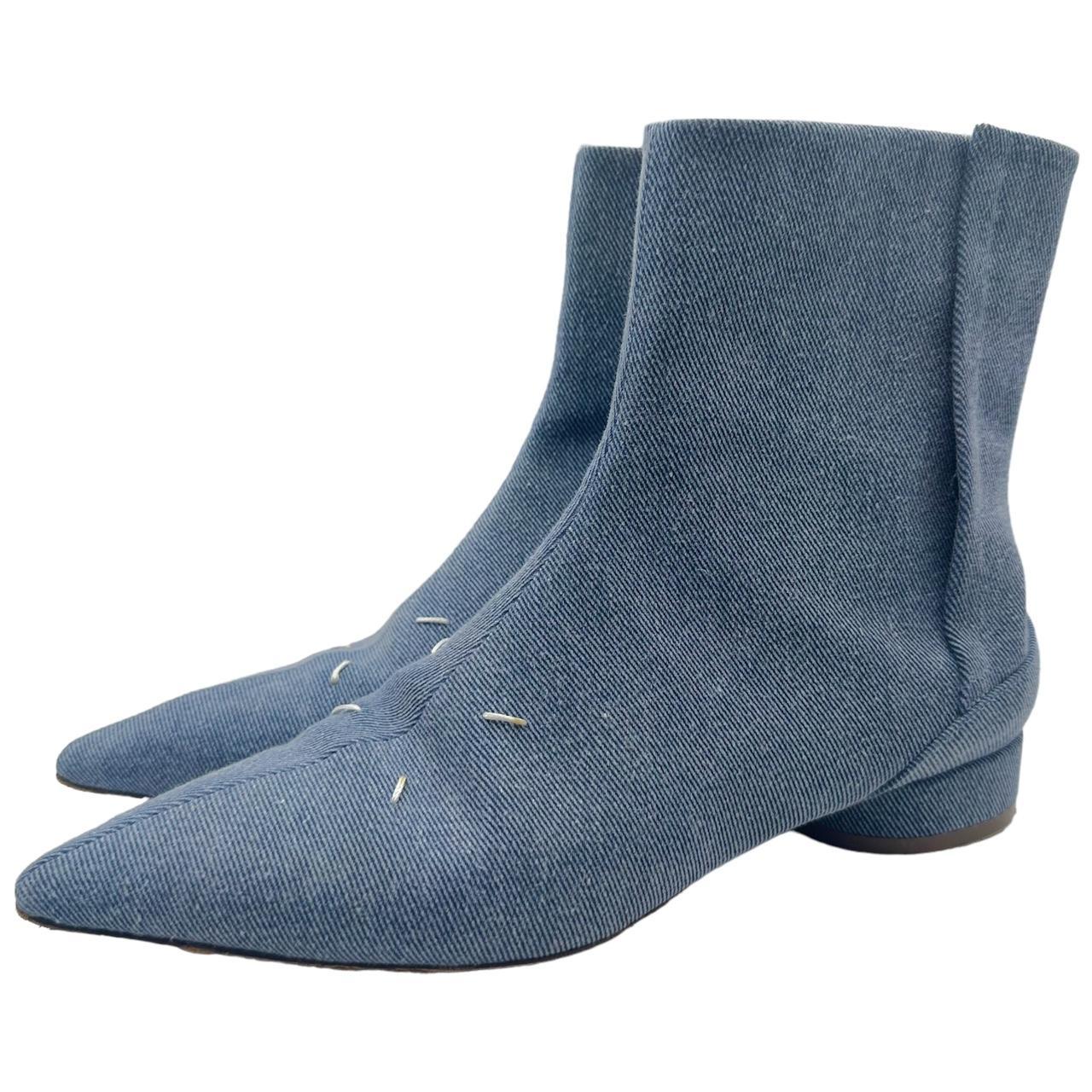 Maison Margiela Paris Denim Pointed Toe Boots