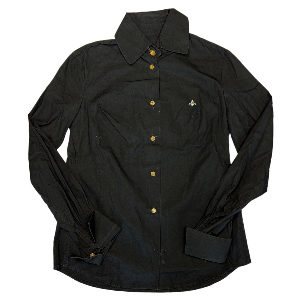Vivienne Westwood Red Label Black Button Up Blouse with Orb Logo Embroidery - Outfit Repeater
