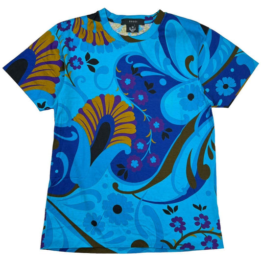 Gucci by Tom Ford S/S 1999 'Psychedelic Floral' Blue Floral Graphic T-Shirt