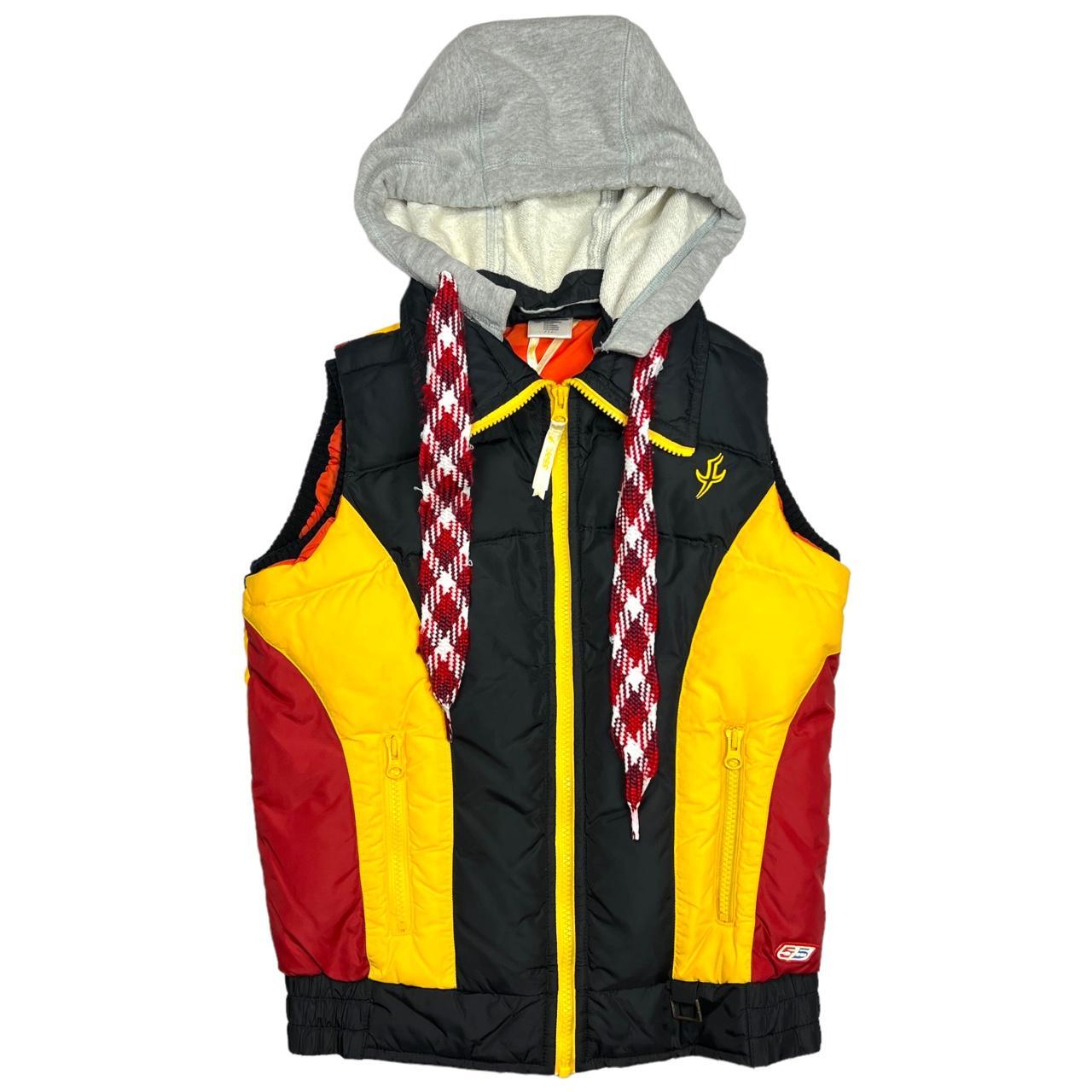 Diesel DSL Retro Striped Puffer Vest with Removable Hood